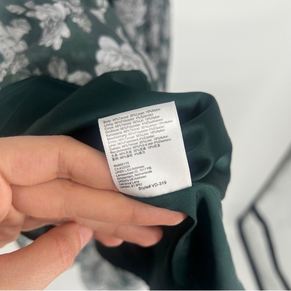 V. Chapman Emma Cut Out Rhinestone Puff Sleeve Dress Emerald Peony Print 14 NWT - Picture 12 of 14